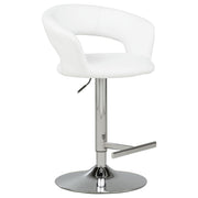 Travia Adjustable Leatherette Swivel Bar Stool White and Chrome - 182718WHT