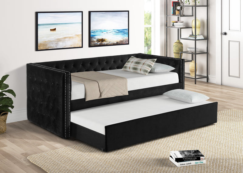 Trina Black Velvet Twin Daybed - DMV FurnitureDaybed