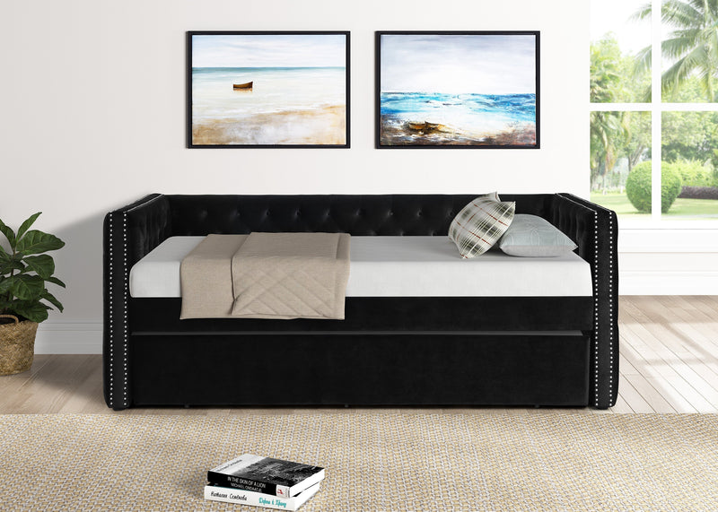Trina Black Velvet Twin Daybed - DMV FurnitureDaybed