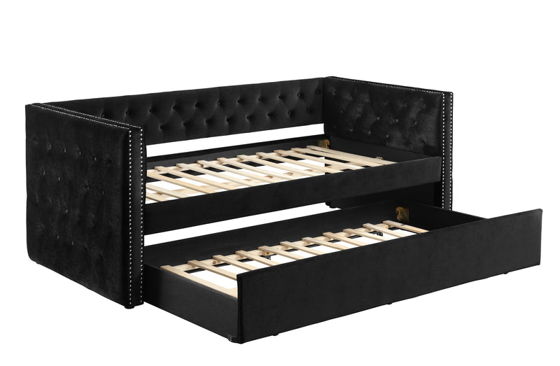 Trina Black Velvet Twin Daybed - DMV FurnitureDaybed