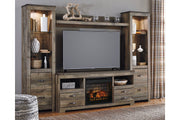 Trinell Brown 4 - Piece Entertainment Center with Electric Fireplace - DMV FurnitureEntertainment Center