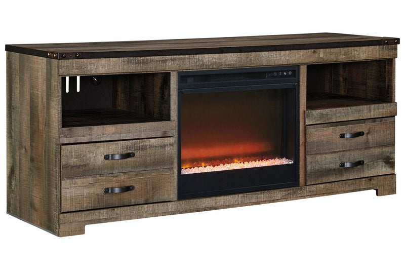 Trinell Brown 63" TV Stand with Electric Fireplace - DMV FurnitureTV Stand
