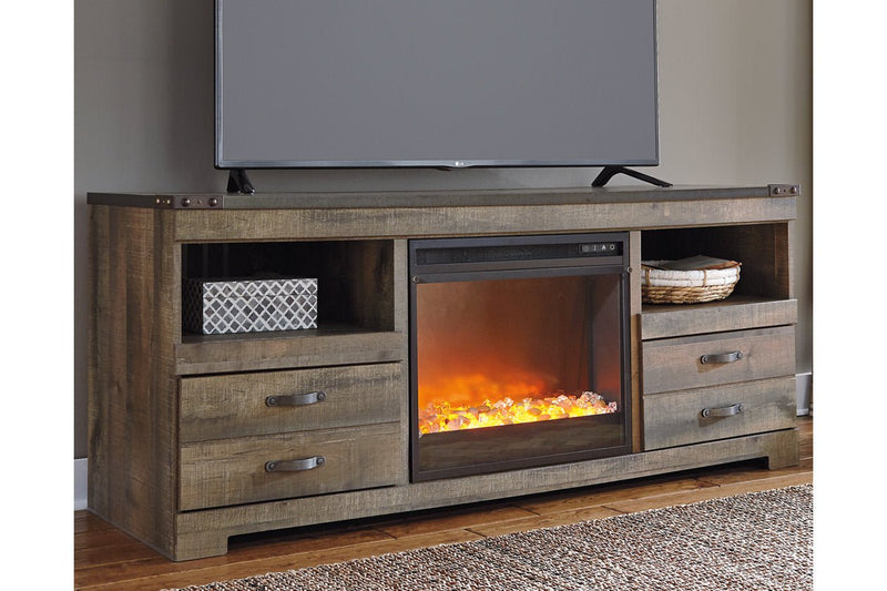 Trinell Brown 63" TV Stand with Electric Fireplace - DMV FurnitureTV Stand