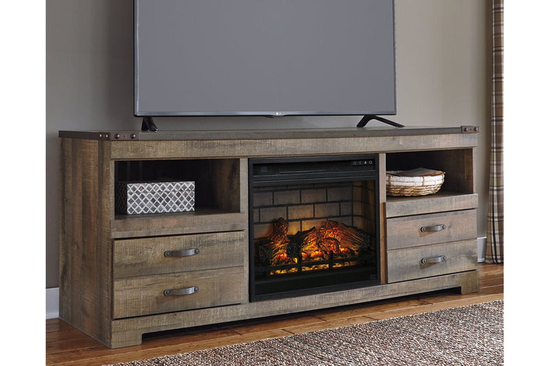 Trinell Brown 63" TV Stand with Electric Fireplace - DMV FurnitureTV Stand