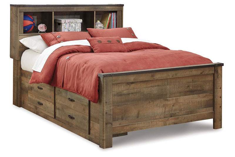 Trinell Brown Full Bookcase Bed with 2 Storage Drawers - DMV FurnitureFull Bed