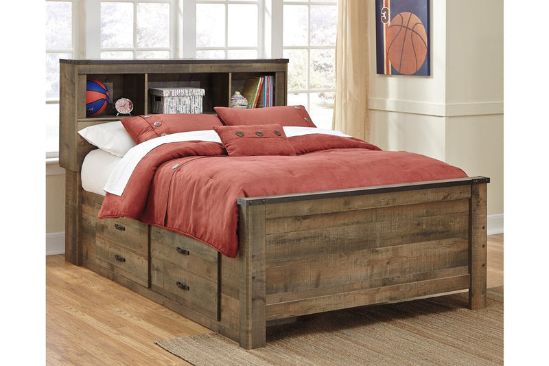 Trinell Brown Full Bookcase Bed with 2 Storage Drawers - DMV FurnitureFull Bed
