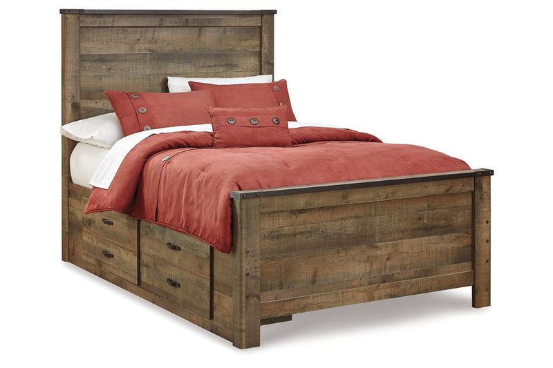 Trinell Brown Full Panel Bed with 2 Storage Drawers - DMV FurnitureFull Bed