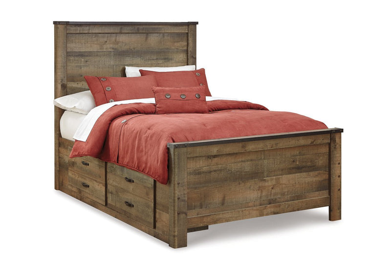 Trinell Brown Full Panel Bed with 2 Storage Drawers - DMV FurnitureFull Bed