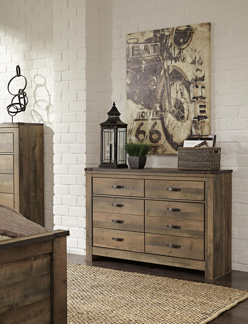 Trinell Brown Full Panel Bed with Storage and Dresser - B446B93