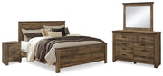 Trinell Brown King Panel Bed, Dresser, Mirror and Nightstand - B446B94