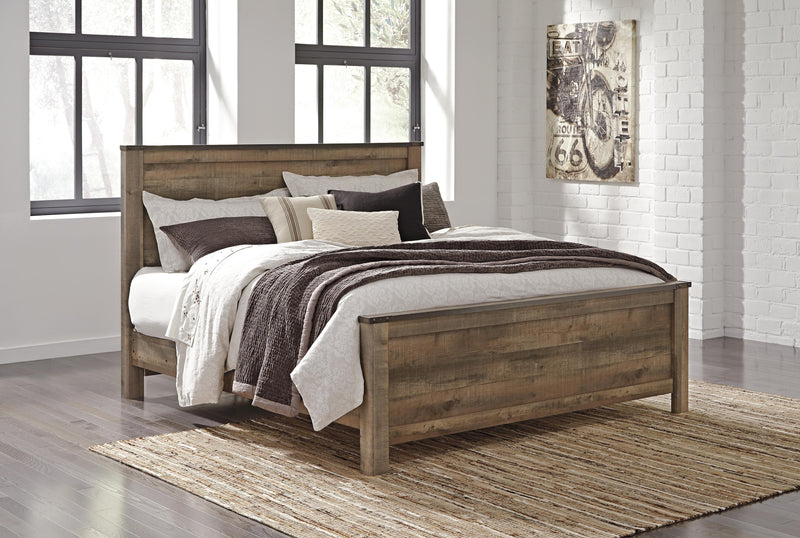 Trinell Brown King Panel Bed, Dresser, Mirror and Nightstand - B446B94