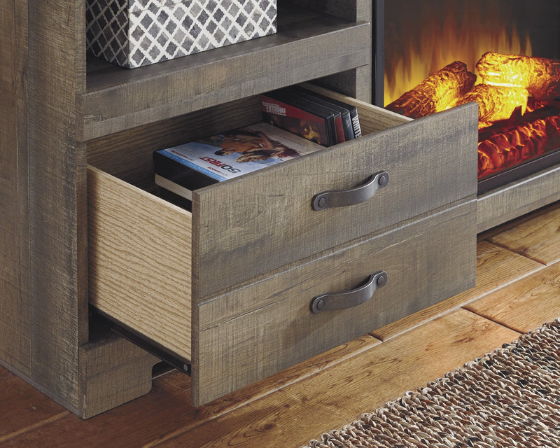 Trinell Brown Large TV Stand w/Fireplace Option - DMV FurnitureTV Stand