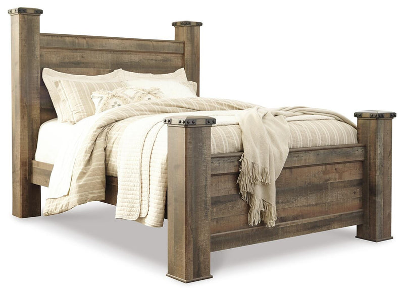 Trinell Brown Queen Poster Bed, Dresser, Mirror and Nightstand - B446B76