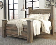 Trinell Brown Queen Poster Bed, Dresser, Mirror and Nightstand - B446B76
