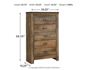 Trinell Brown Queen Poster Bed, Dresser, Mirror, Chest and 2 Nightstands - B446B80