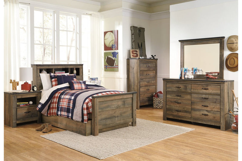 Trinell Brown Twin Bookcase Bed with 1 Large Storage Drawer - DMV FurnitureTwin Bed