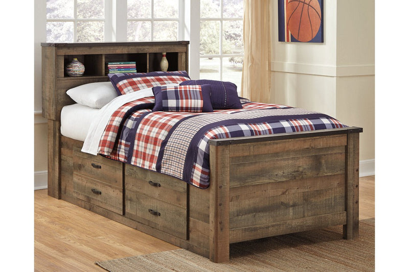 Trinell Brown Twin Bookcase Bed with 2 Storage Drawers - DMV FurnitureTwin Bed