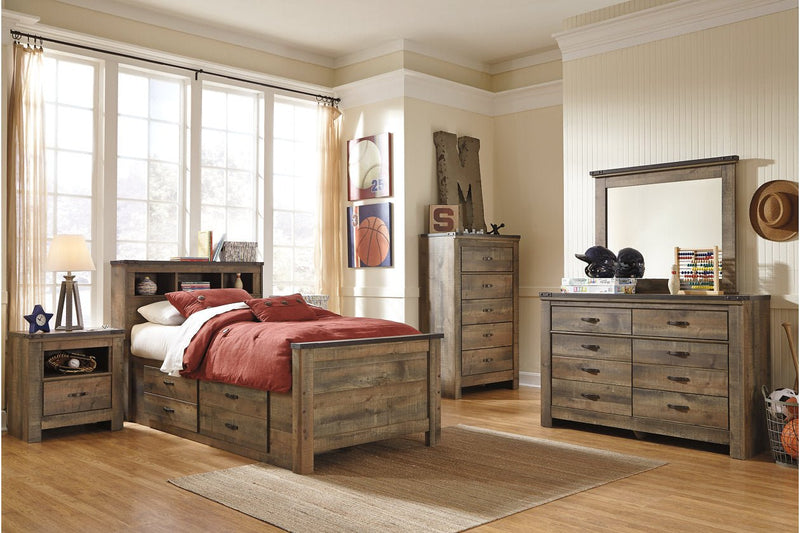 Trinell Brown Twin Bookcase Bed with 2 Storage Drawers - DMV FurnitureTwin Bed