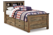 Trinell Brown Twin Bookcase Bed with 2 Storage Drawers - DMV FurnitureTwin Bed