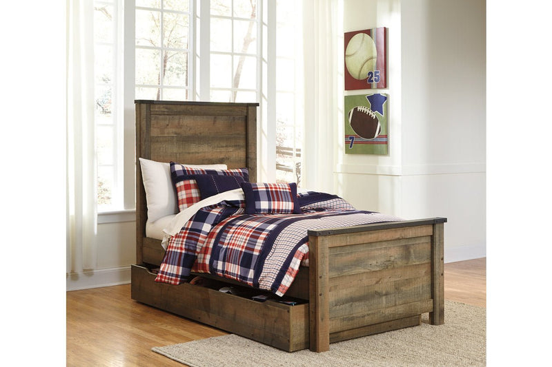 Trinell Brown Twin Panel Bed with 1 Large Storage Drawer - DMV FurnitureTwin Bed