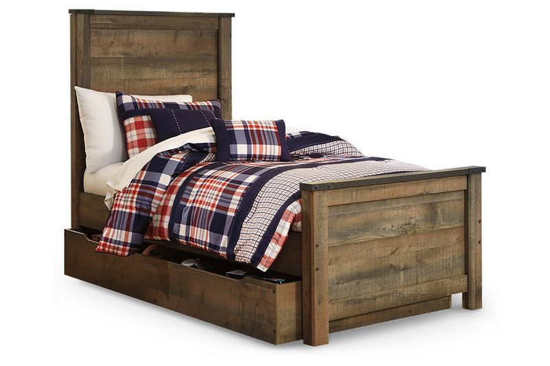 Trinell Brown Twin Panel Bed with 1 Large Storage Drawer - DMV FurnitureTwin Bed