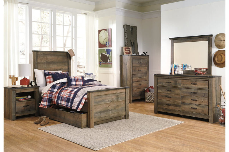 Trinell Brown Twin Panel Bed with 1 Large Storage Drawer - DMV FurnitureTwin Bed