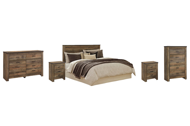 Trinell King/California King Panel Headboard with Dresser, Chest and 2 Nightstands in Brown - PKG005086