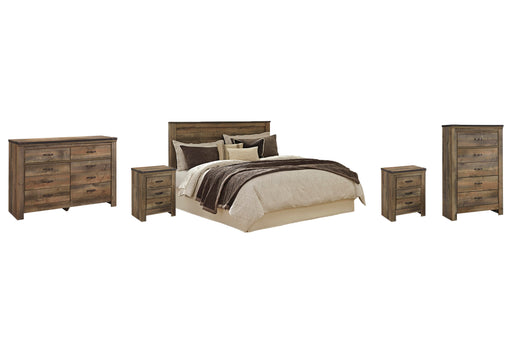 Trinell King/California King Panel Headboard with Dresser, Chest and 2 Nightstands in Brown - PKG005086