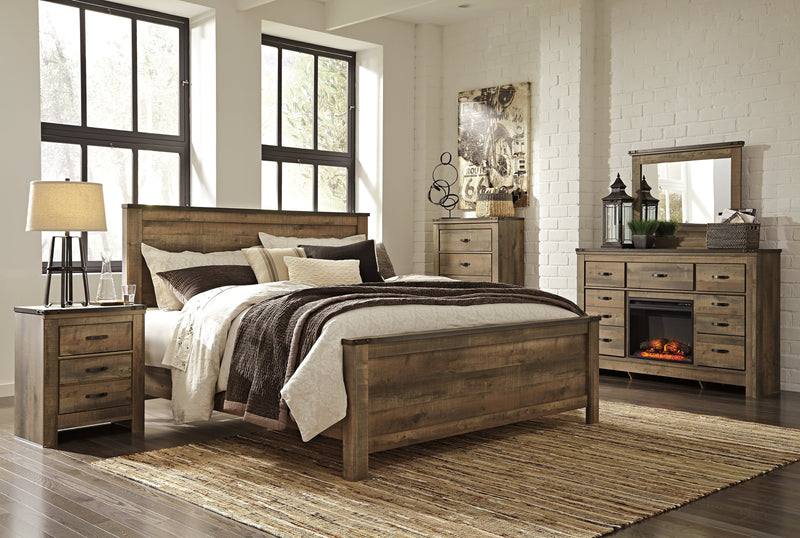 Trinell King Panel Bed with Dresser, Chest and Nightstand in Brown from Ashley - DMV Furniture