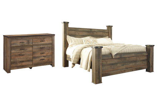 Trinell King Poster Bed with Dresser in Brown from Ashley - DMV Furniture