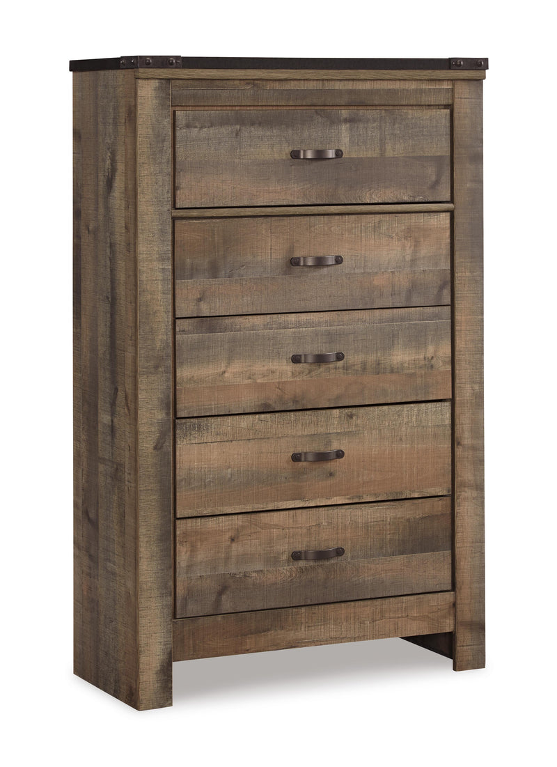Trinell Queen Poster Bed with Dresser, Chest and 2 Nightstands in Brown - PKG005106