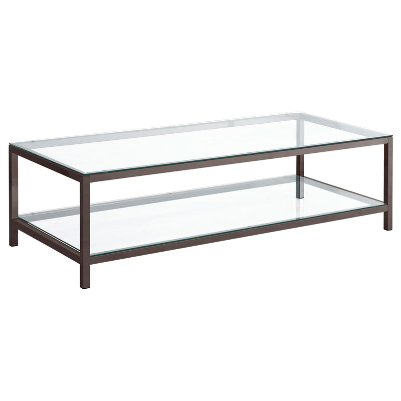 Trini 1-shelf Glass Top Coffee Table Black Nickel - 720228