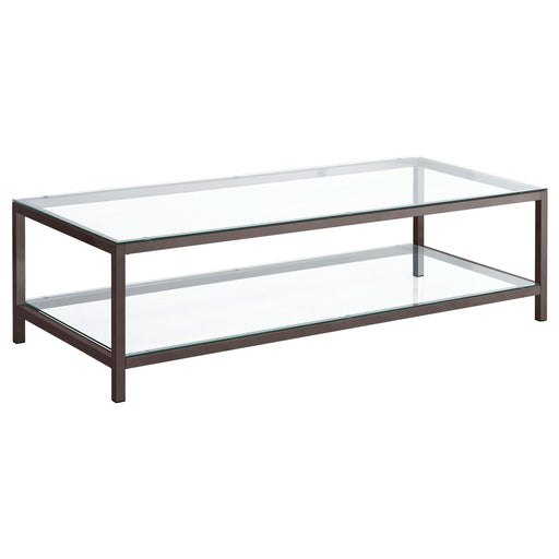 Trini 1-shelf Glass Top Coffee Table Black Nickel - 720228