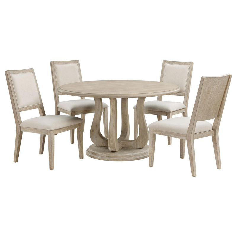 Trofello 5-piece Round Dining Table Set White Washed - 123120-S5