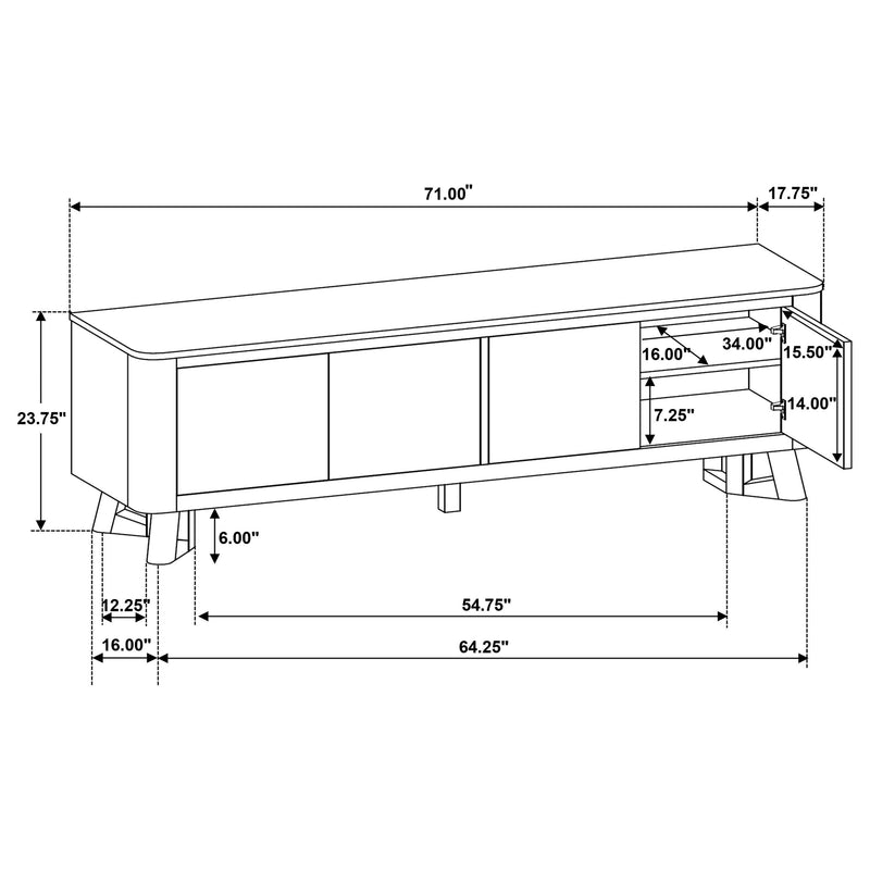Trotter 71-inch 4-Door Wood TV Stand Media Console Brown - 720133