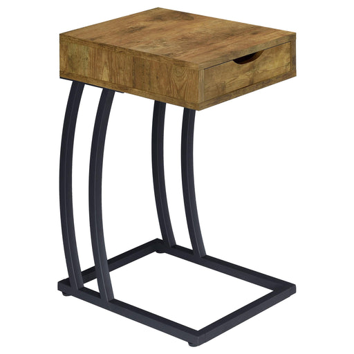 Troy 1-drawer C-Shaped Side Table Power Outlet Rustic Nutmeg - 900577
