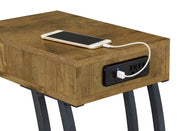 Troy 1-drawer C-Shaped Side Table Power Outlet Rustic Nutmeg - 900577