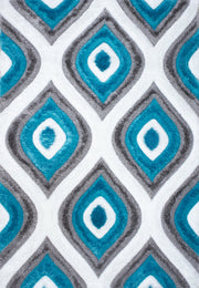 3D Shaggy GRAY-TURQOUISE Area Rug - 3D151 - 3D151-GRY/TRQ-57