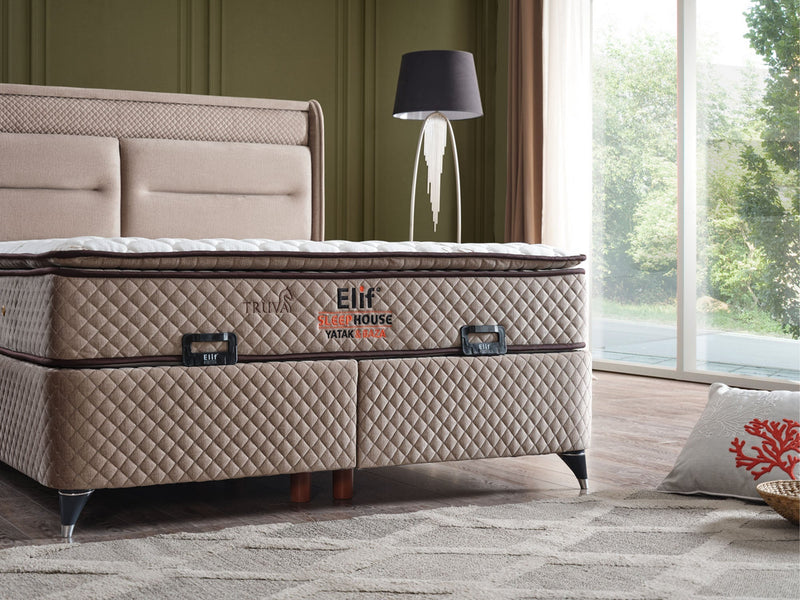 Truva Storage Bed With Headboard - Queen in Beige - 200-ELIF-150-EY236-SB