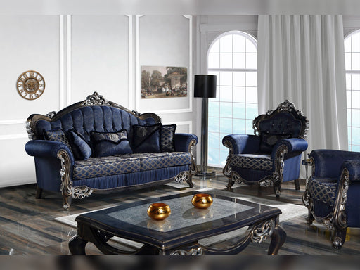 Tuana Stationary Livingroom Sofa in Navy - 101-TUA-65121-3