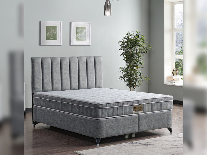 Turquaz Storage Bed With Headboard - Queen in Grey - 200-ELIF-TUR-E-Y-228-150-TWIN