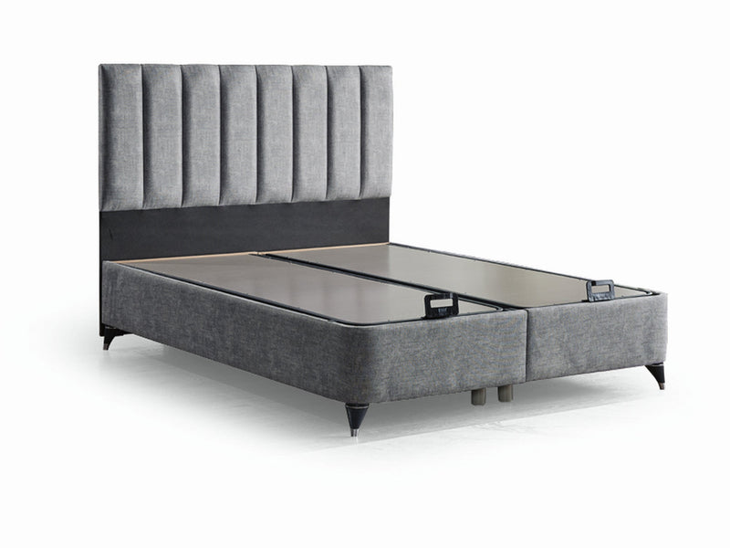 Turquaz Storage Bed With Headboard - Twin in Grey - 200-ELIF-TUR-E-Y-228-90-TWIN