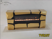 TVS107 Modern Geometric Electric Fireplace Console Table/TV Stand - Black & Gold Finish (65" x 17.7" x 30.7") - 210000007836