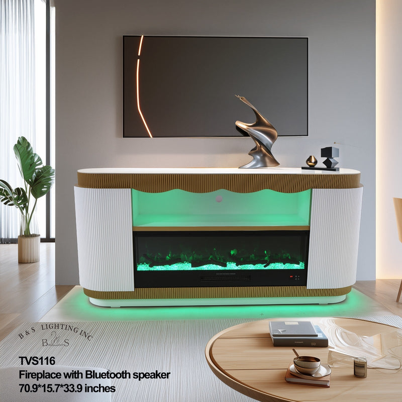 TVS116 – Fireplace TV Stand with Bluetooth Speaker 70.9"×15.7"×33.9" - 210000007899