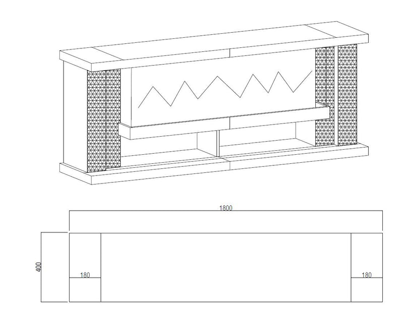 TVS117 Modern White Electric Fireplace TV Stand (71" x 16" x 29") With Bluetooth Speaker - 210000007948