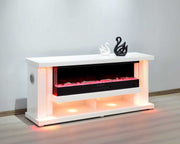 TVS117 Modern White Electric Fireplace TV Stand (71" x 16" x 29") With Bluetooth Speaker - 210000007948