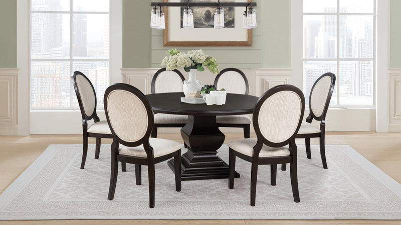 Twyla 7-piece Round Wood Dining Room Table Set Dark Cocoa - 109230-S7