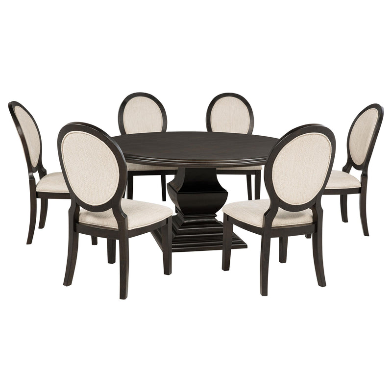 Twyla 7-piece Round Wood Dining Room Table Set Dark Cocoa - 109230-S7