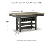 Tyler Creek Black/Grayish Brown Counter Height Dining Table and 4 Barstools with Server - D736D10