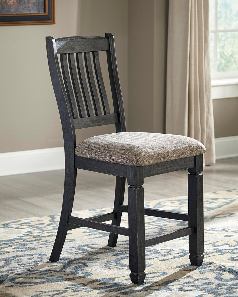 Tyler Creek Black/Grayish Brown Counter Height Dining Table and 4 Barstools with Server - D736D10